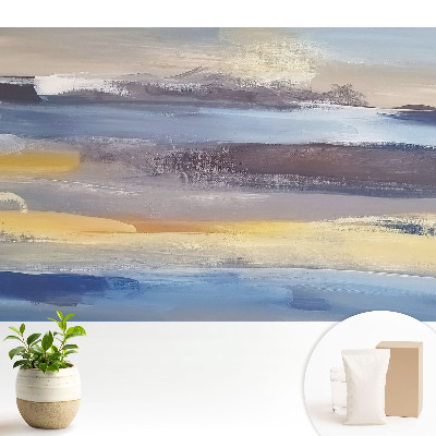 Tapeta do obývačky s motívom abstraktnej krajiny v jemných farbách