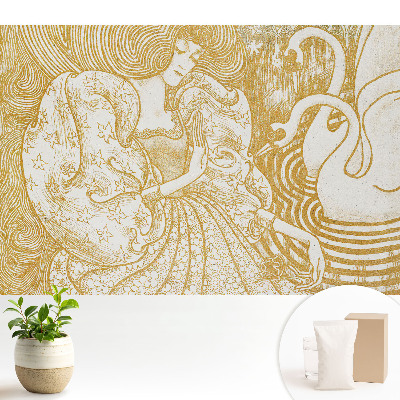 Tapeta na stenu Žena s labuťami v rozprávkovom štýle