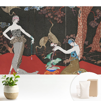Luxusná tapeta s motívom postáv a prírody v štýle art deco