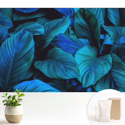 Luxusná tapeta Modré listy, hĺbka prírody