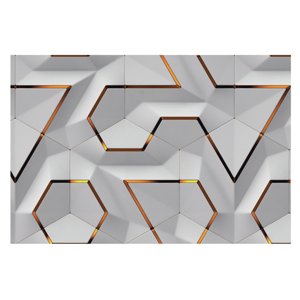 Tapeta do obývačky s moderným geometrickým priestorovým vzorom