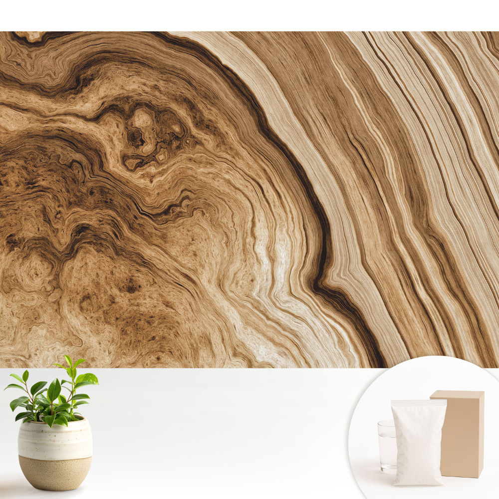 Tapeta do obývačky Organické drevené línie, zemité tóny, vyvážená atmosféra