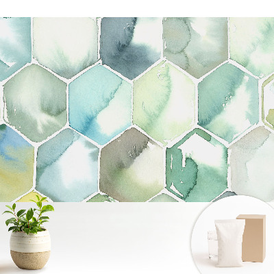 Tapeta na stenu s akvarelovým motívom šesťuholníkov