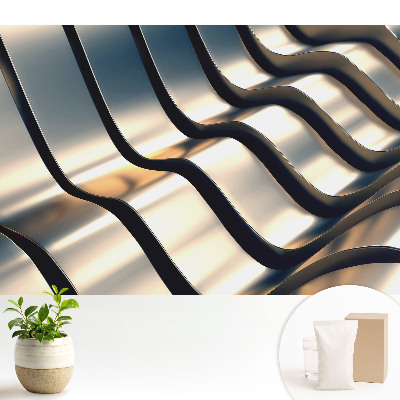 Tapeta na stenu s motívom vĺn kovu v modernom štýle