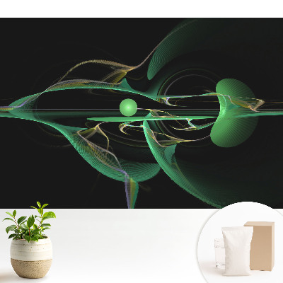 Luxusná tapeta s abstraktným motívom zelených vĺn a gule