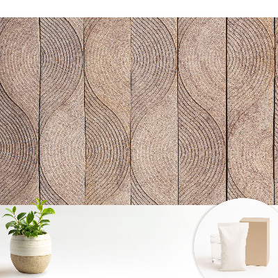 Tapeta do obývačky s geometrickými vlnitými čiarami v prírodných farbách