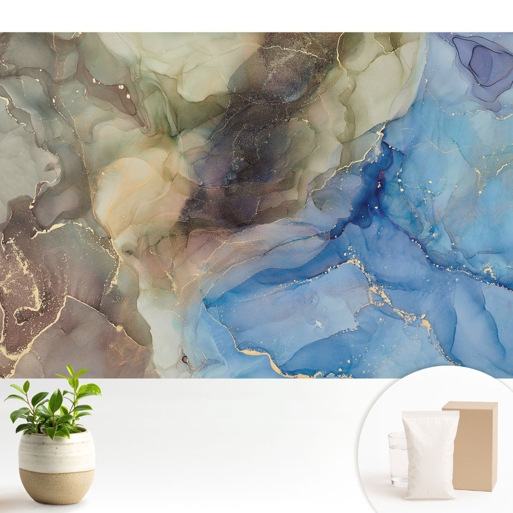 Luxusná tapeta Abstraktná paleta modrých a zelených tvarov