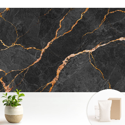 Tapeta do obývačky Mramorové čierne pozadie s žilami