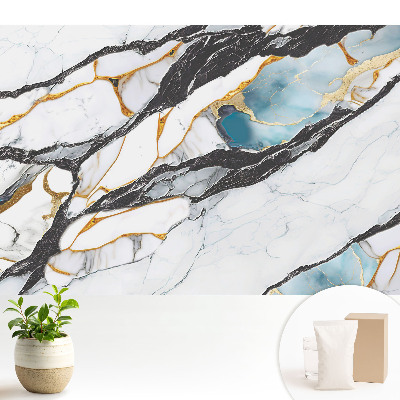 Tapeta do obývačky Mramor s čiernou a modrou