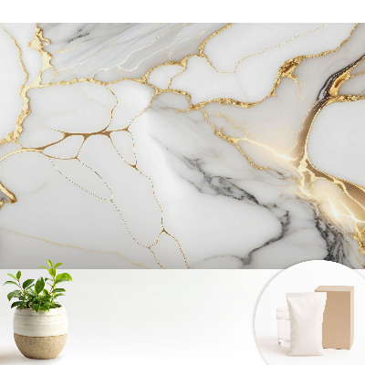 Tapeta do obývačky Štýlový mramor so žltými akcentmi