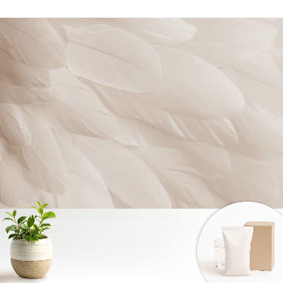 Tapeta na stenu s jemným motívom pierok v harmonickom zložení