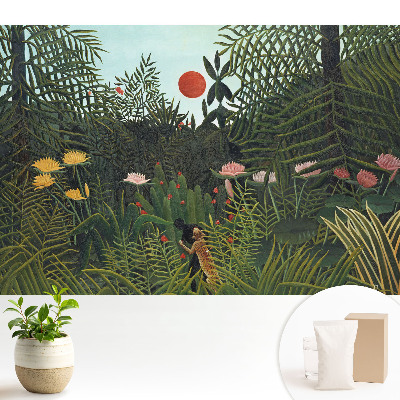 Tapeta s motívom figúrky slnka v tropickej džungli