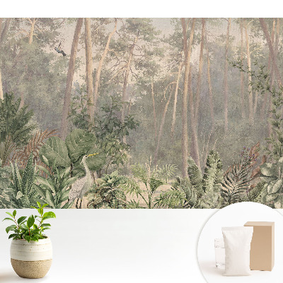 Tapeta na stenu s pastelovým motívom tropického lesa