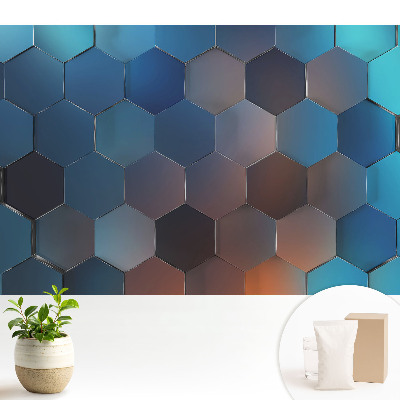 Tapeta Geometrické modré šesťuholníky