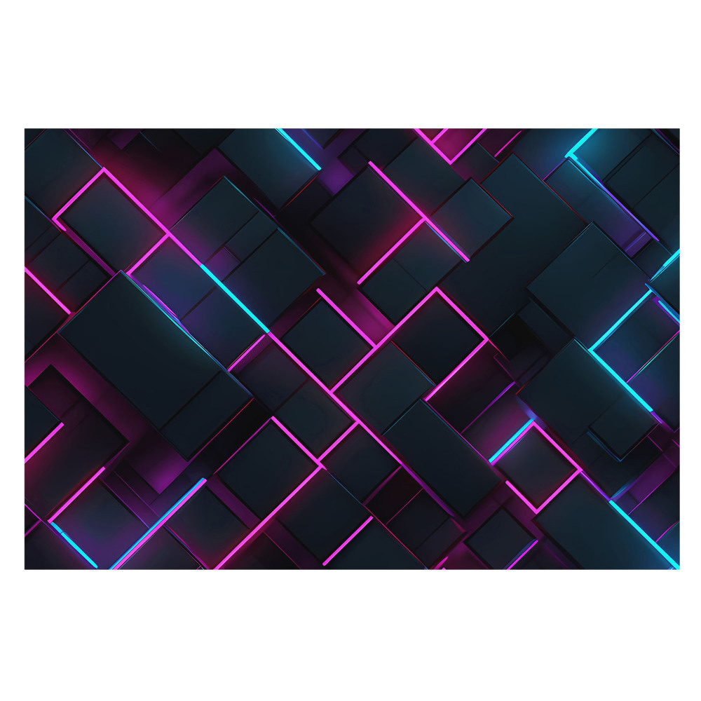 Tapeta s geometrickými tvarmi a efektom neónového podsvietenia