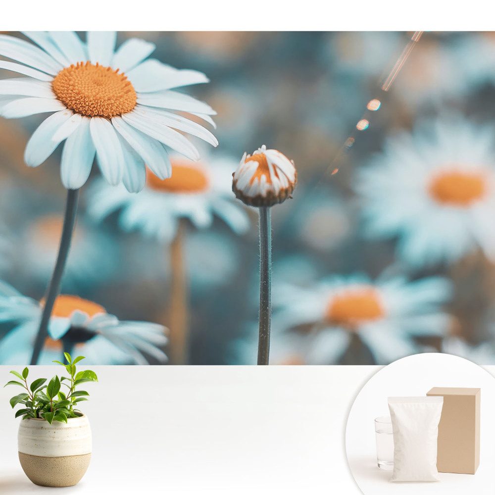 Tapeta na stenu Jemné kvety harmančeka evokujú pokoj