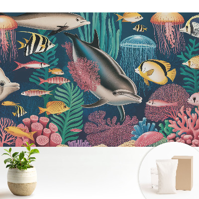 Tapeta do obývačky s motívom podvodného sveta plného farieb