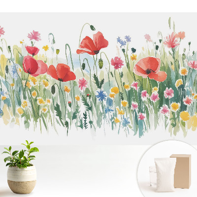 Tapeta s kvetmi na lúke v pastelových farbách s motívom prírody