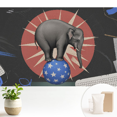 Tapeta Slon na lopte v retro štýle