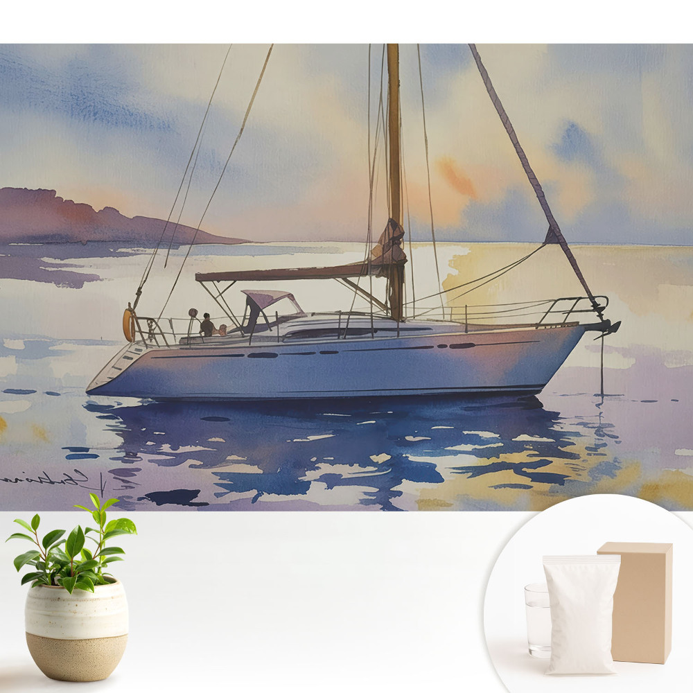 Tapeta na stenu Jachta na vode pri západe slnka