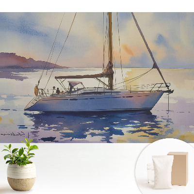 Tapeta na stenu Jachta na vode pri západe slnka