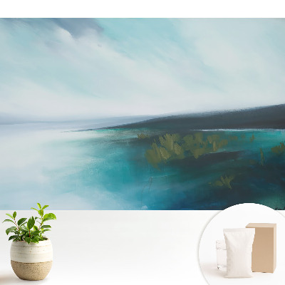 Tapeta s abstraktným motívom modrej krajiny