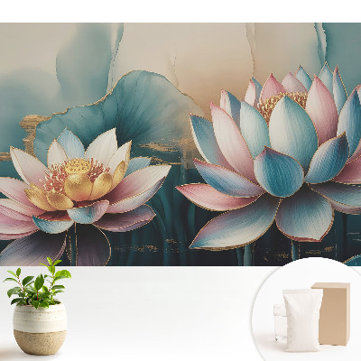 Tapeta na stenu Jemné lotosové kvety v abstraktnom štýle