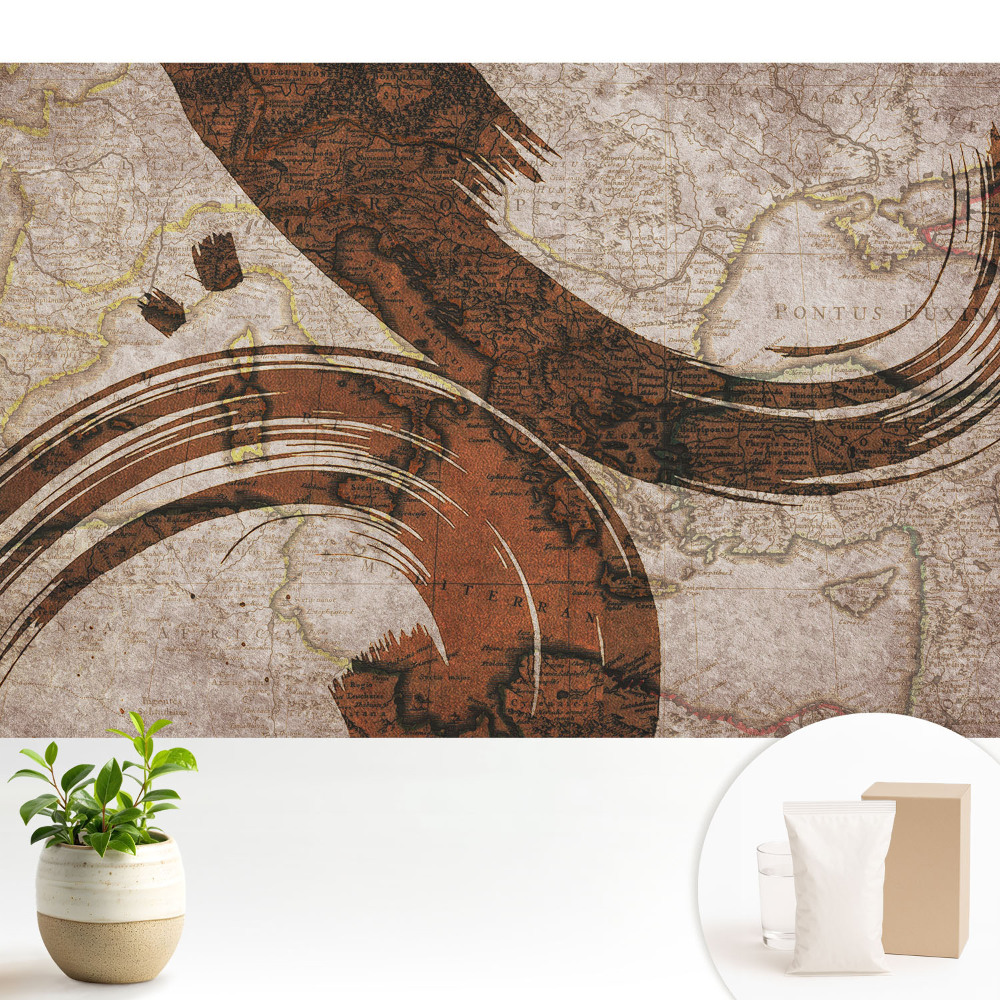 Tapeta do obývačky Stará mapa s abstraktnými akcentmi