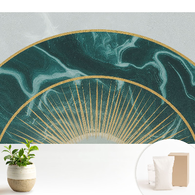 Luxusná tapeta s dekoratívnym polkruhom zo zelenej mramorovej textúry