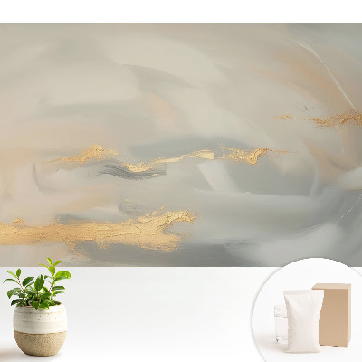 Tapeta do obývačky v jemných pastelových farbách so žltými akcentmi