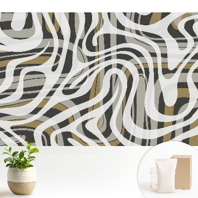 Tapeta na stenu s expresívnymi líniami v teplých odtieňoch s abstraktným motívom