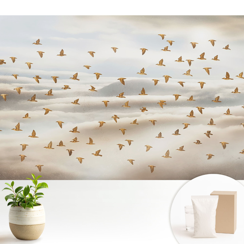 Tapeta do obývačky Vtáky lietajúce v oblakoch