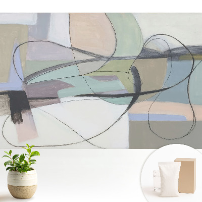 Tapeta do obývačky s abstraktnými pastelovými farbami a zložitými líniami