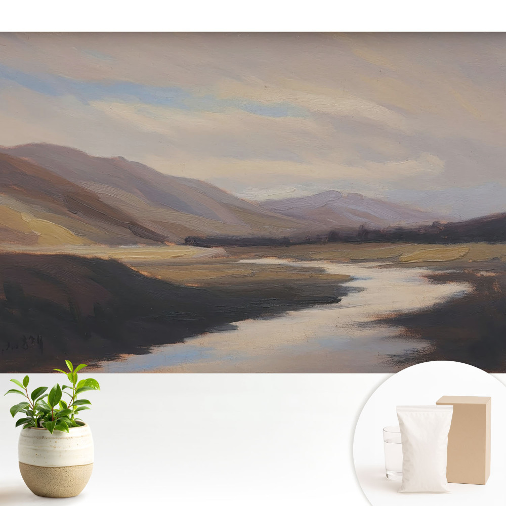 Luxusná tapeta Horské údolie s riekou a oblakmi