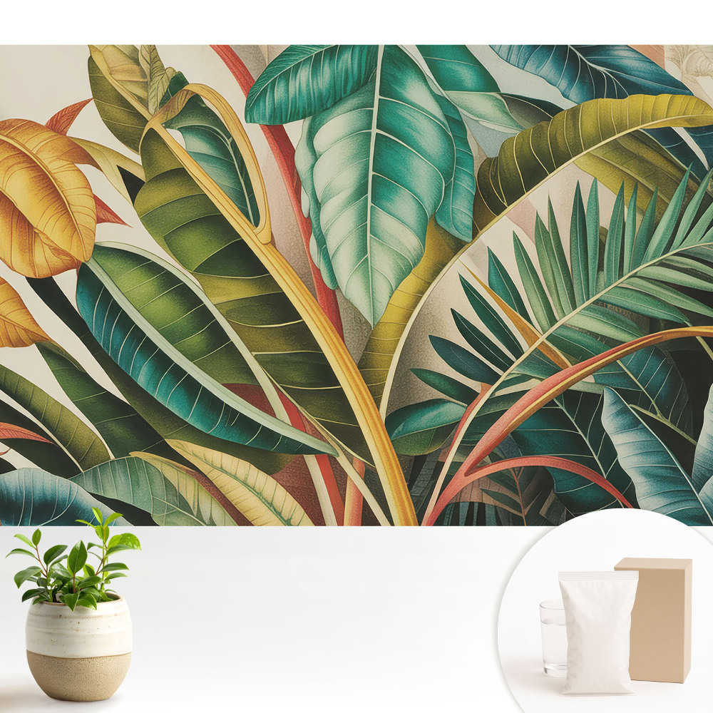 Tapeta do obývačky Farebné listy v modernom štýle