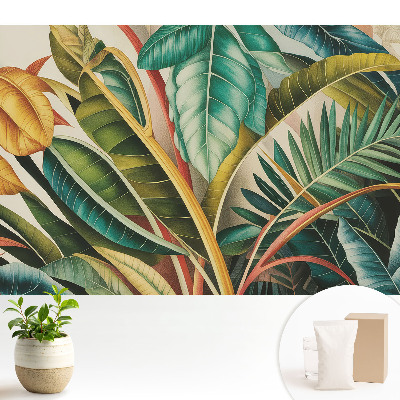 Tapeta do obývačky s farebnými listami v modernom štýle