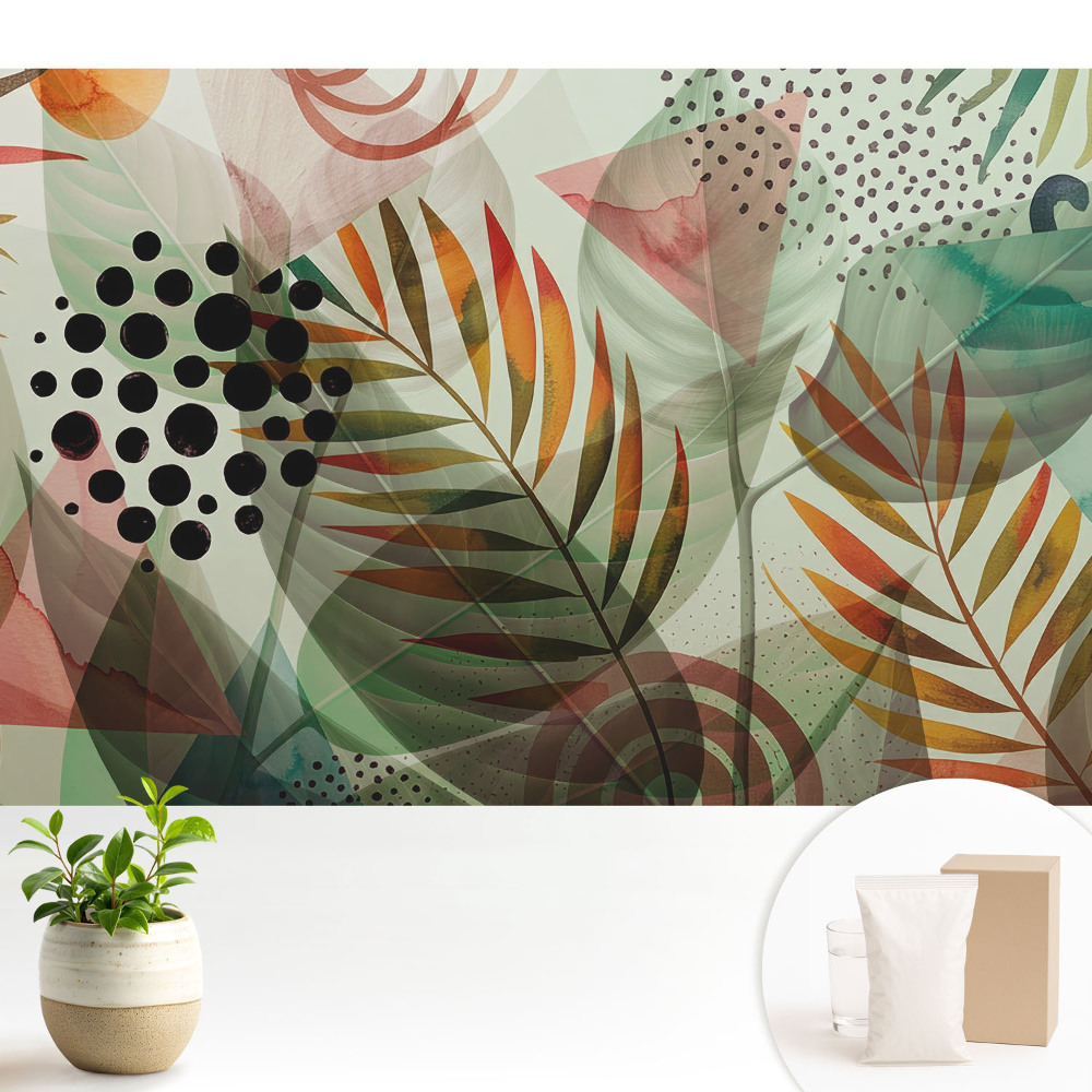 Tapeta Listy s abstraktnými geometrickými vzormi.