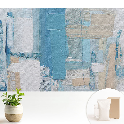 Tapeta na stenu s abstraktným modrým a béžovým vzorom