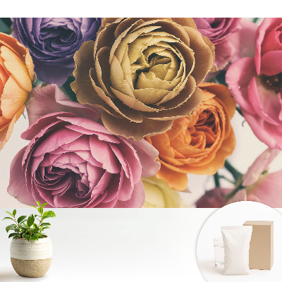 Tapeta do obývačky s motívom kvetov v prírodných farbách