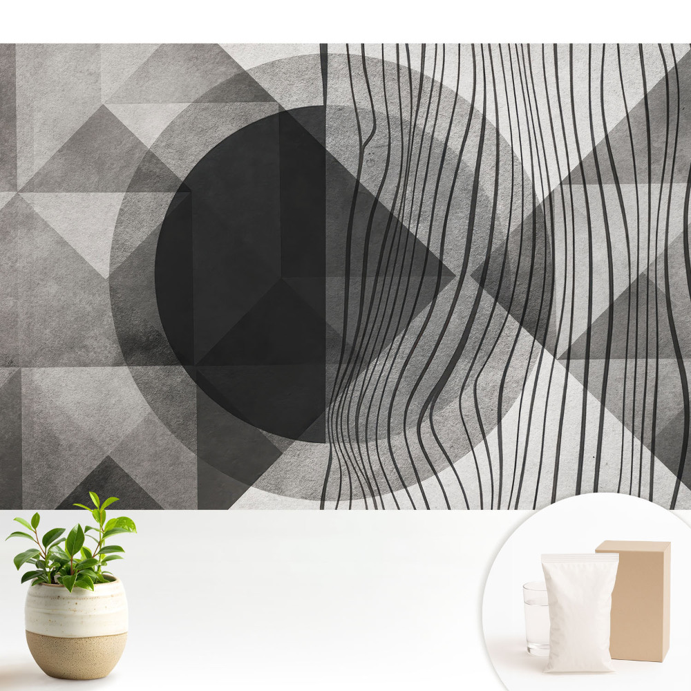Tapeta na stenu Štýlové geometrické vzory v odtieňoch sivej