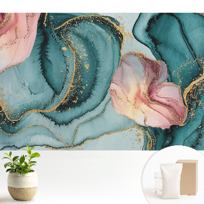 Luxusná tapeta Abstraktné zelené a ružové vlny