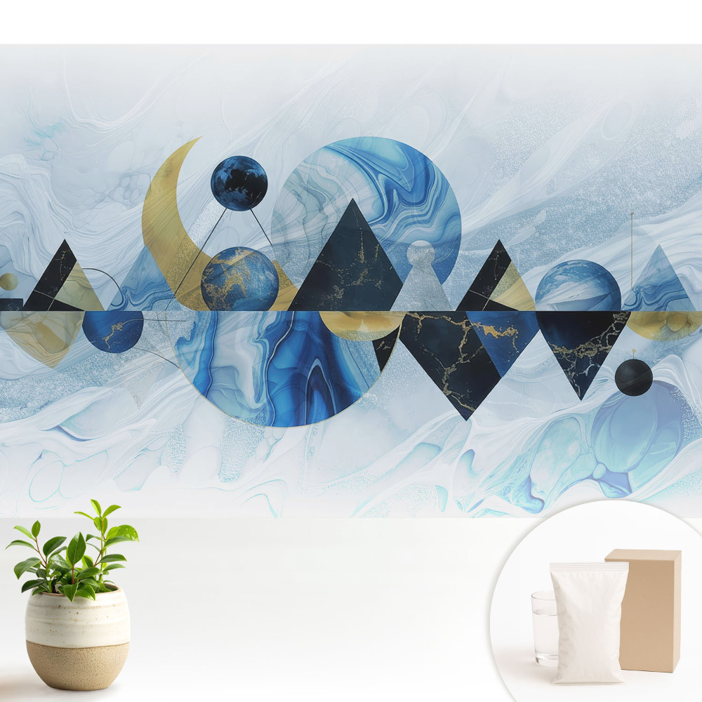 Tapeta do obývačky Geometrické tvary v odtieňoch modrej