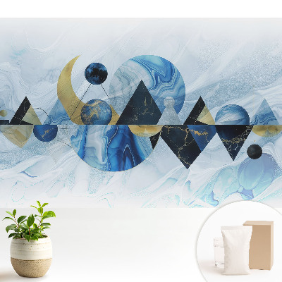 Tapeta do obývačky Geometrické tvary v odtieňoch modrej