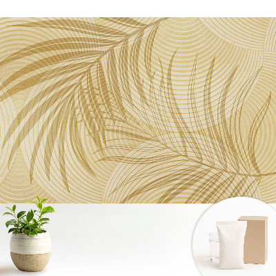 Tapeta do obývačky s jemným motívom listov a sústredných kruhov