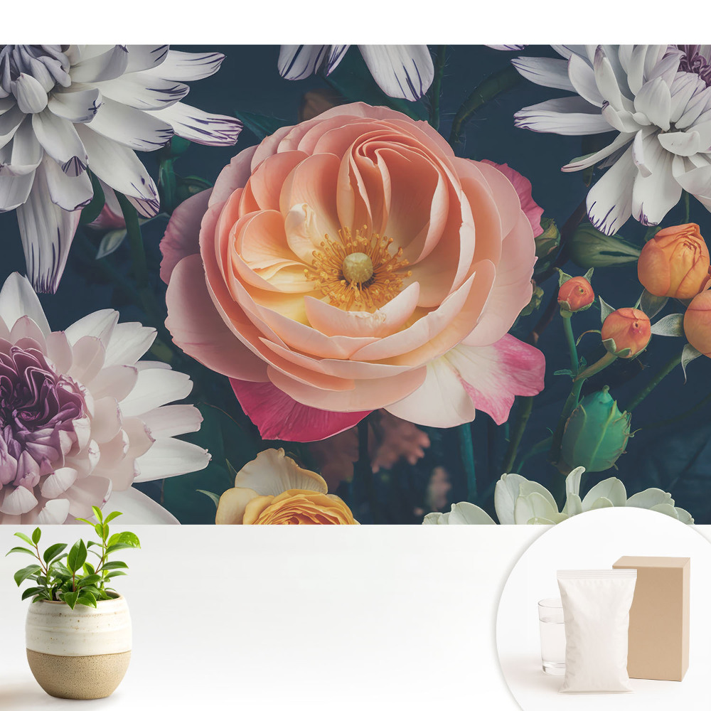 Tapeta na stenu Kvety v klasickom štýle s tlmenou kompozíciou