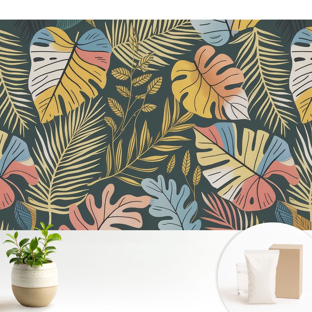 Tapeta na stenu Farebné tropické listy na tmavom pozadí