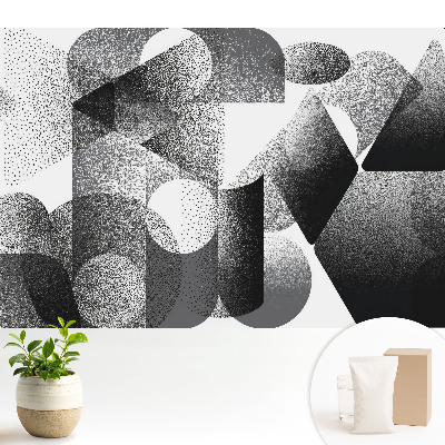 Tapeta na stenu Abstraktné geometrické tvary čierne a sivé