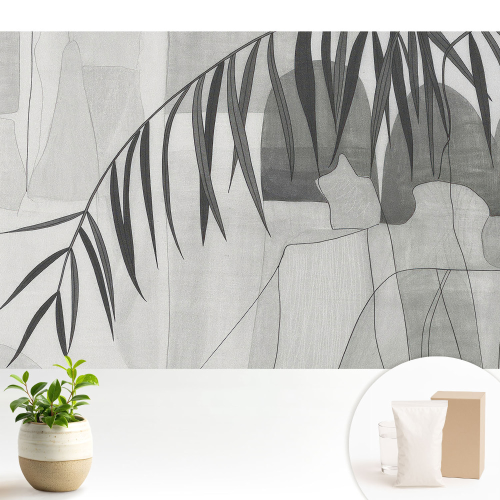 Tapeta Sivé geometrické vzory palmových listov