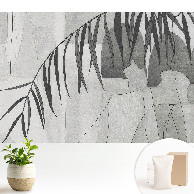 Tapeta Sivé geometrické vzory palmových listov
