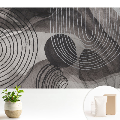 Tapeta s geometrickým vzorom kontrastných sivých čiar